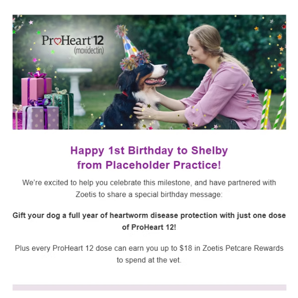 ProHeart 12 Birthday email