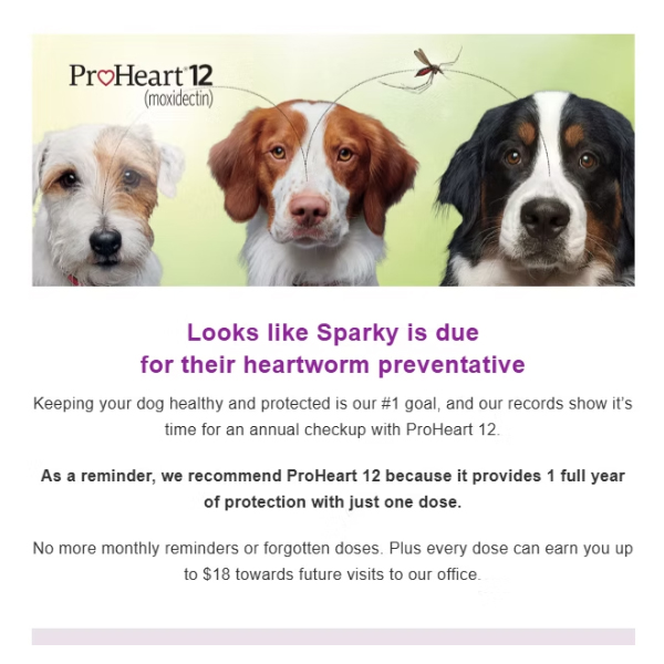 ProHeart 12 reminder email