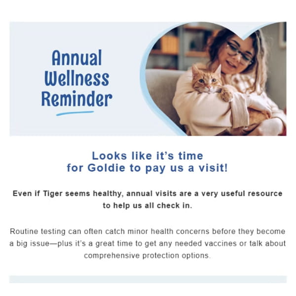 Revolution Plus wellness exam email