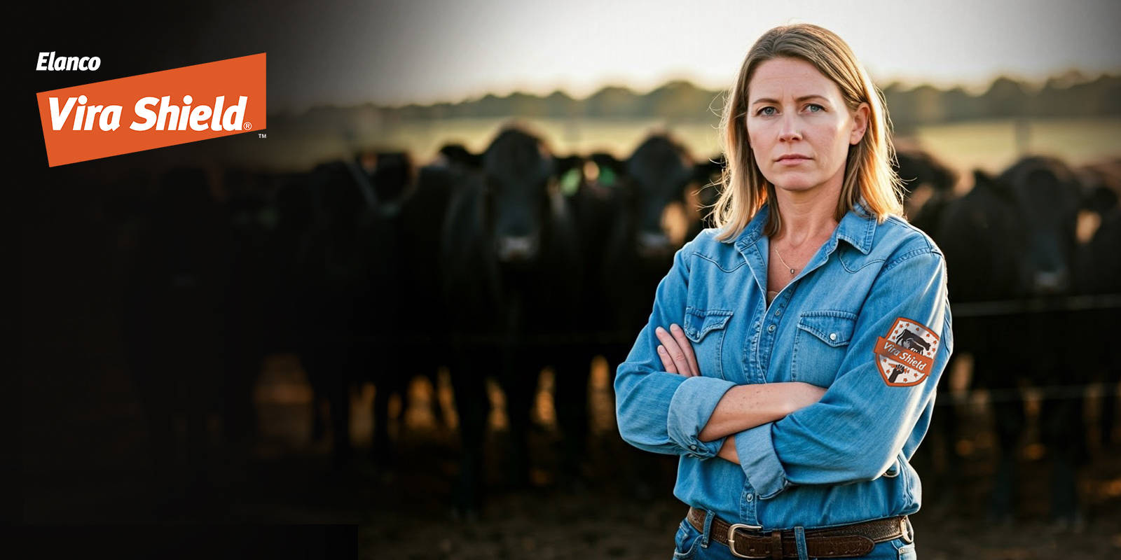 Elanco Vira Shield Woman standing in front of cattle