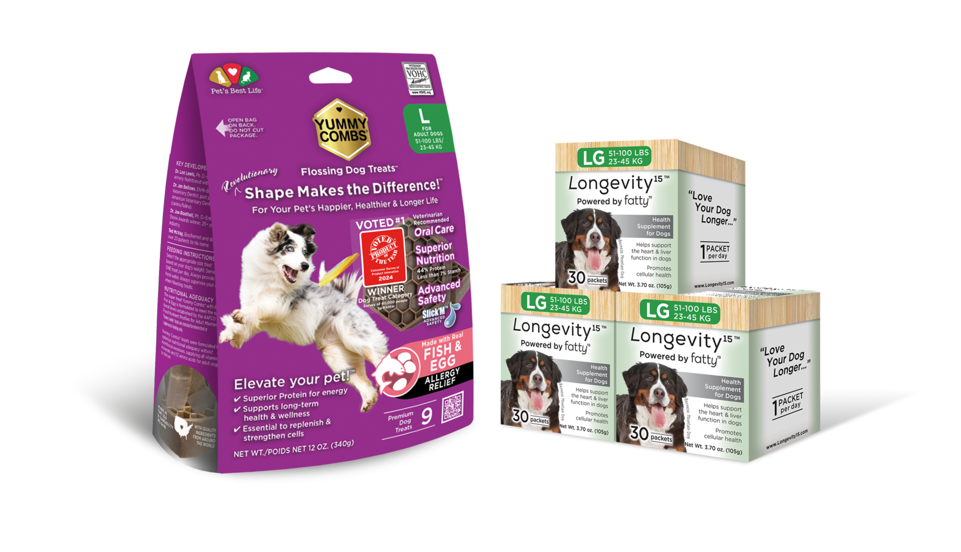 Product packaging for Yummy Combs and Longevity