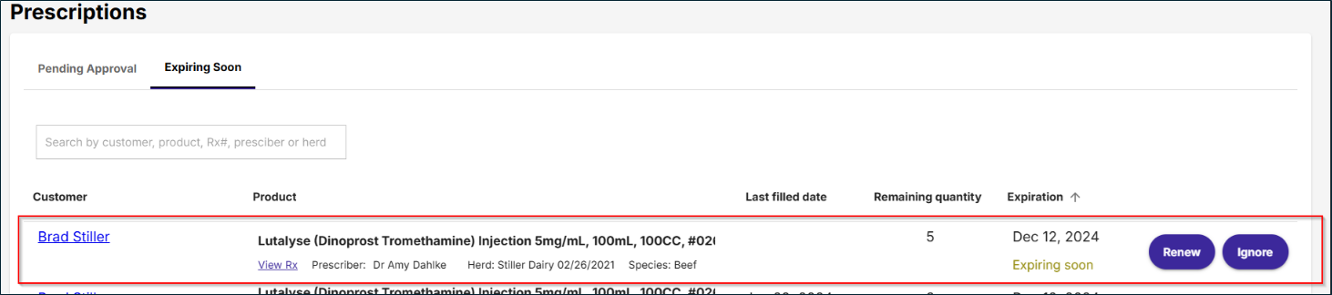 myAnimalRx New Notification for Expiring Prescriptions