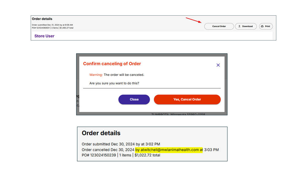 myAnimalRx Self-Service Order Cancellation: