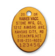 Orange oval rabies tag