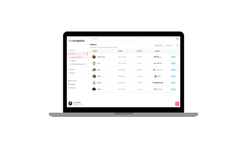 Furscription e-prescribing software screenshot